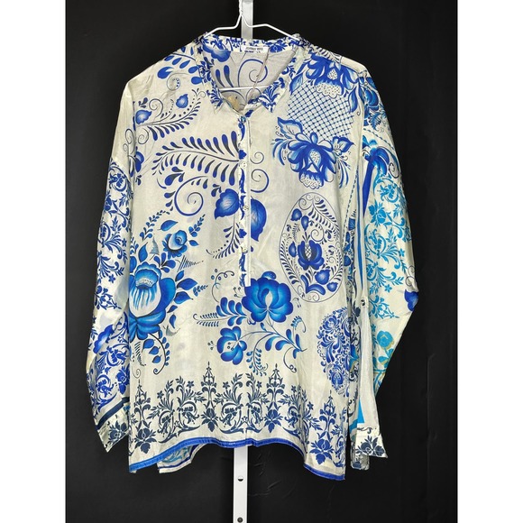 New Johnny‎ Was Farrow Seline Silk Blouse Small C19623-2 - Picture 6 of 11